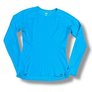 North Face Women's Running Shirt Size M Long Sleeve Teal Blue Flash Dry Hiking